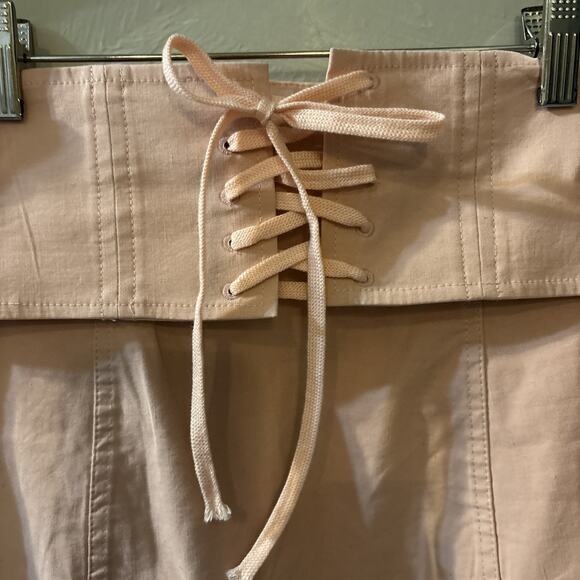 SEA New York Midi A-Line Skirt Size 2 NWOT Pink Pockets Lace Up Corset Like - Picture 2 of 11